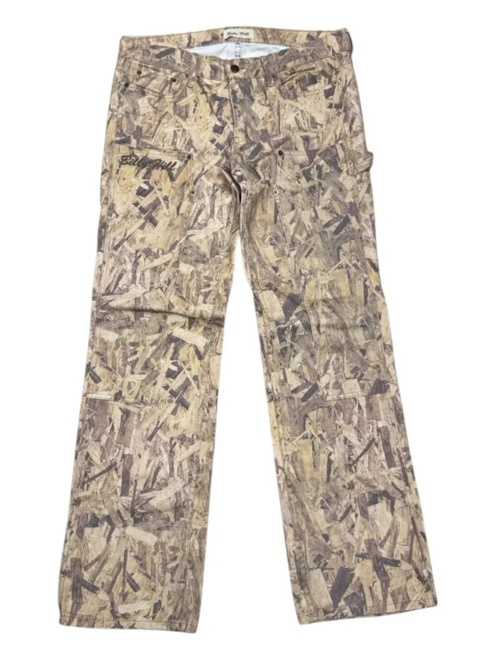 RARE BILLY HILL Wood CAMO Denim 2-Piece Streetwear Limited Jacket & Jeans - L